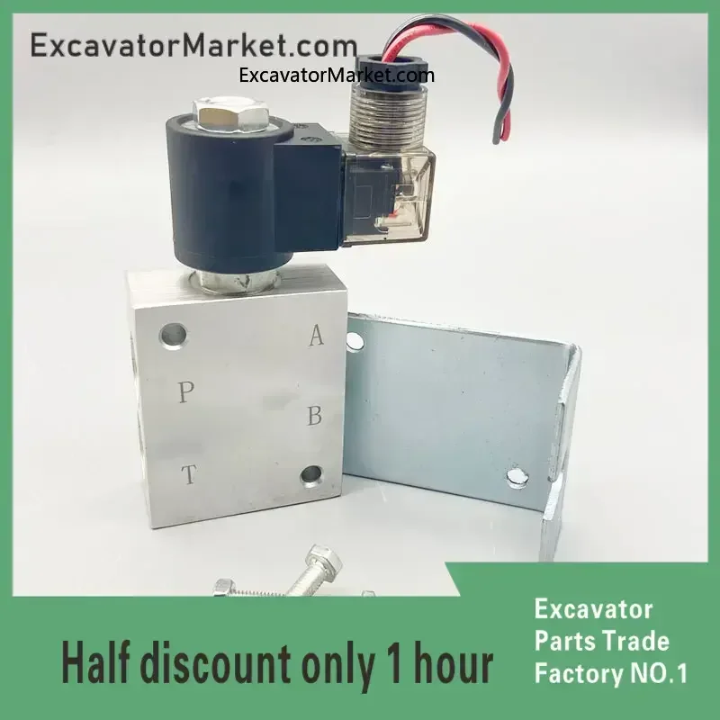 Excavator Parts 12v 24v Quick Connector Hydraulic Solenoid Valve Quick Joint Cylinder Solenoid Valve High Quality