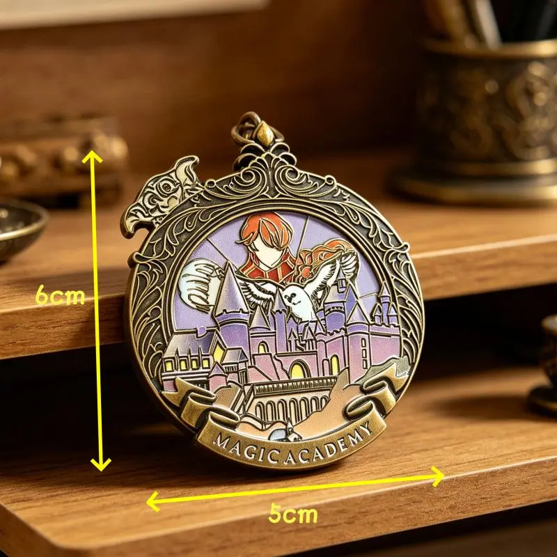 Llavero Giratorio de Anime de Harry Potter, Colgante Decorativo de Dibujos Animados para Estudiantes