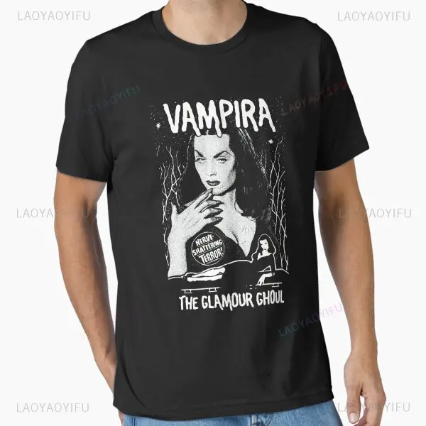 Vampira Gothic Grindhouse T-Shirt Unisex for Men Women - Sci-Fi Bizarre Graphic Cotton Tee Vintage Band Merch Streetwear Casual