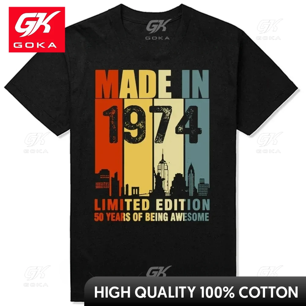 2024 Made in 1974 Limited Edition 50 Years of Being Awesome Tee Tops Round Neck Short-Sleeve Fashion Clothing Casual T-shirts