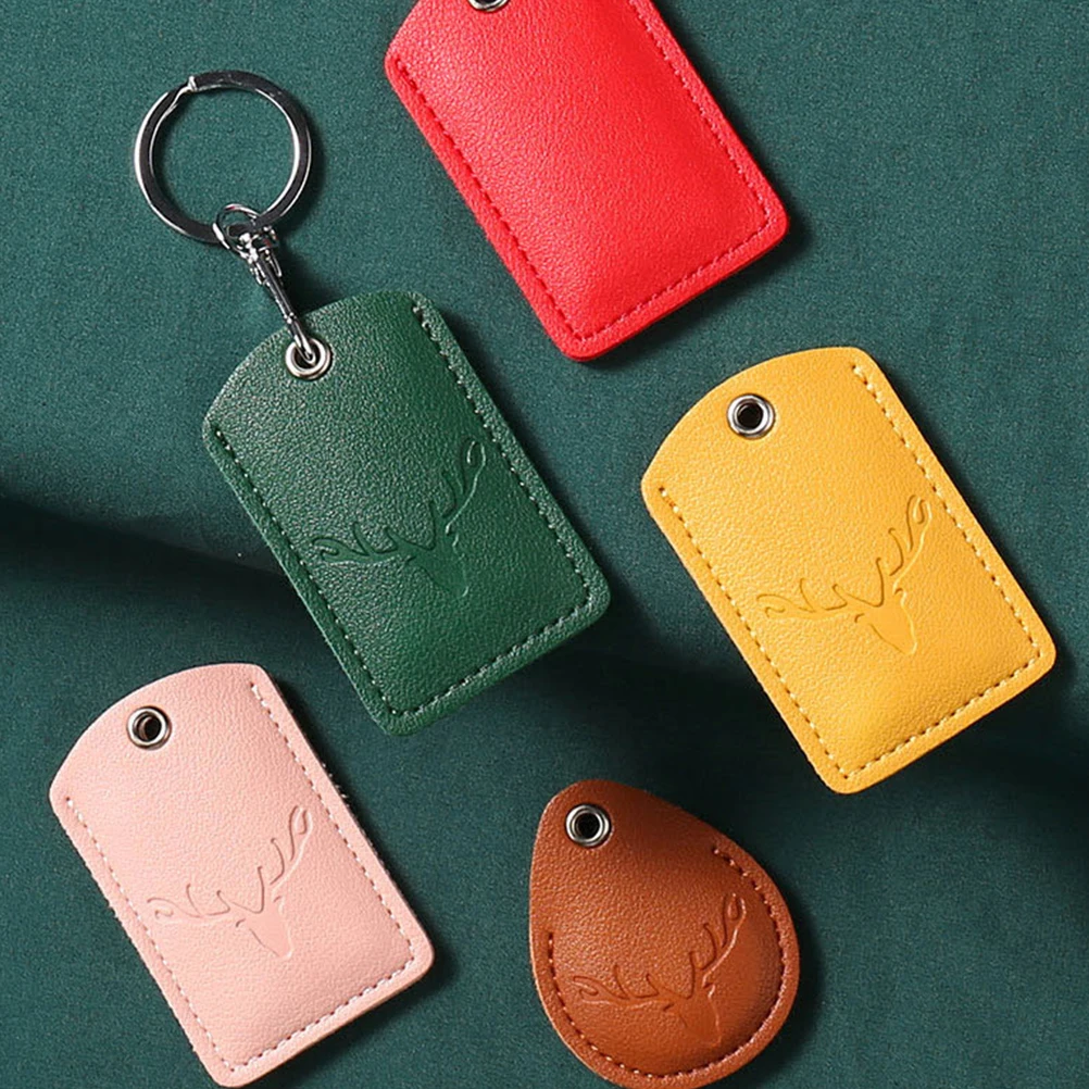 

6pcs Keychain Access Card Holder PU Cartoon Pendant Cute Decorative Bag Charm Car Keys Door Control Card Gift Case