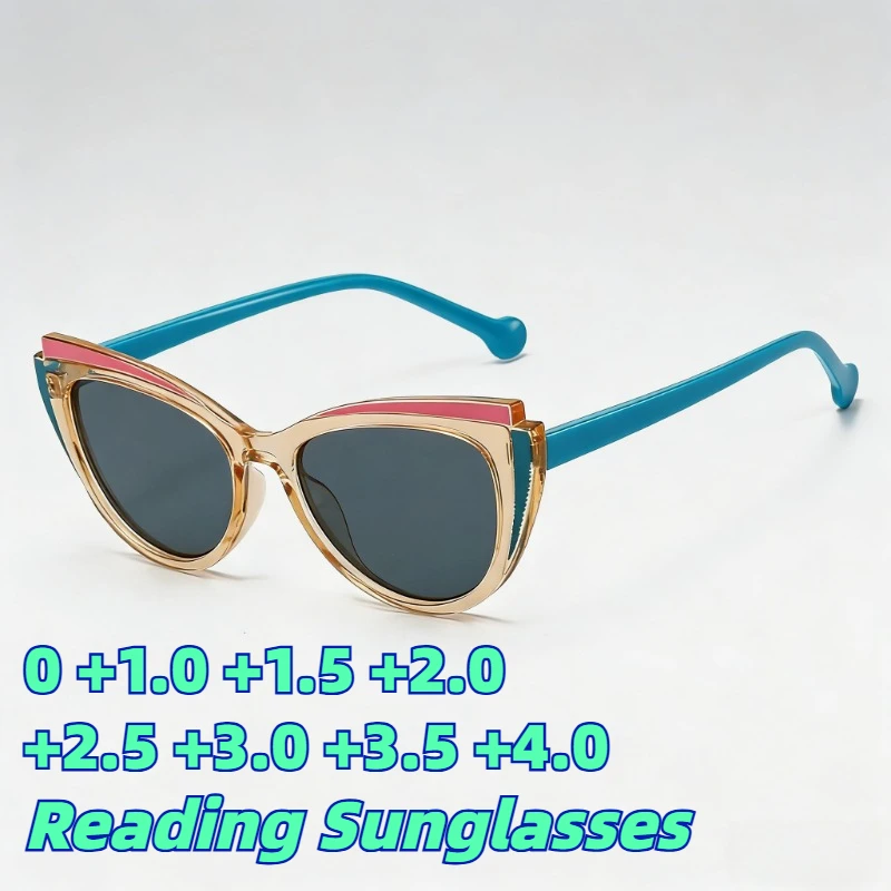 

2026 New Fashion Cat-Eye Anti-Blue Light Presbyopia Sunglasses for Women Retro Luxury Outdoor UV-Protective Shades 0 To +4.0