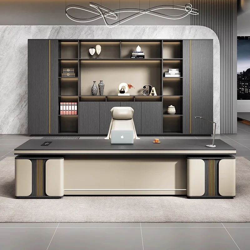 

office Gaming desk storage l shaped Writing organizer modern Computer table filing cabinet mesa para computador furniture