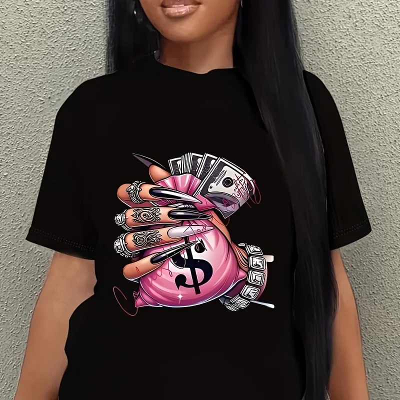 Money Bag Women's Plus Size T-Shirt 100% Cotton 220g