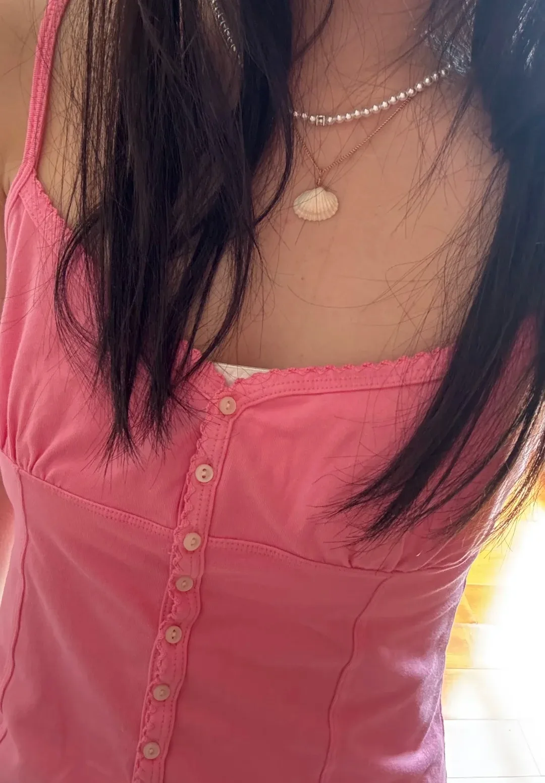 Single Breasted Rose Pink Crop Top Women Summer Casual Streetwear Cotton Slim Tank Tops Sweet Simple All-match Short Camisole
