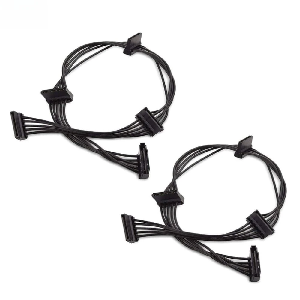 SATA 15P หญิงสีดํา 20AWG One จุดห้าพอร์ตอนุกรม SATA Hard Disk Power ขยายสายความยาวอุปกรณ์เสริม 0.5M 1M