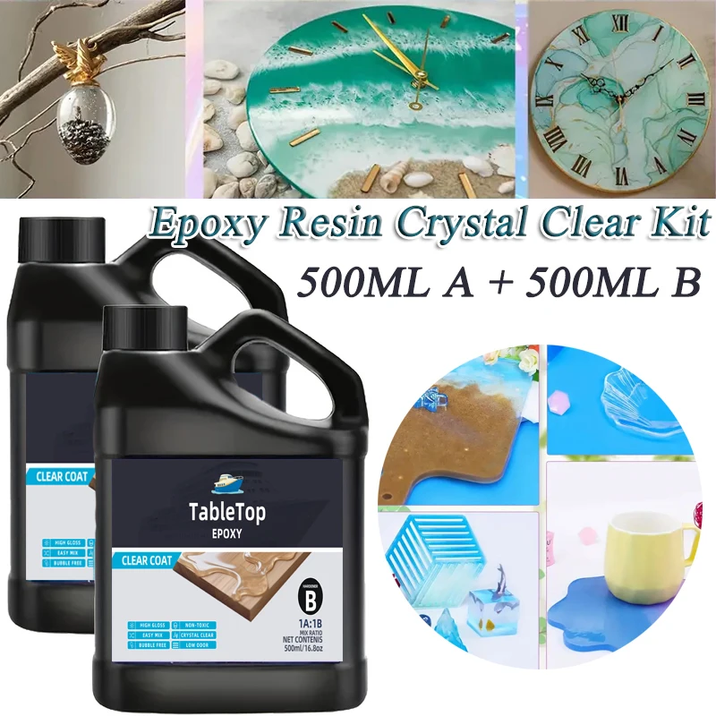 

1000ML Crystal Clear Epoxy Resin Kits Hard As Rock Low Odor For DIY Keychain Jewelry & Ring Wood Craft Handmade Enthusiasts