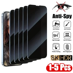 1-5Pcs Anti-spy Tempered Glass for IPhone 16 15 14 13 12 11Pro Max Full Cover Privacy Screen Protector For iPhone 13 14 15 Glass