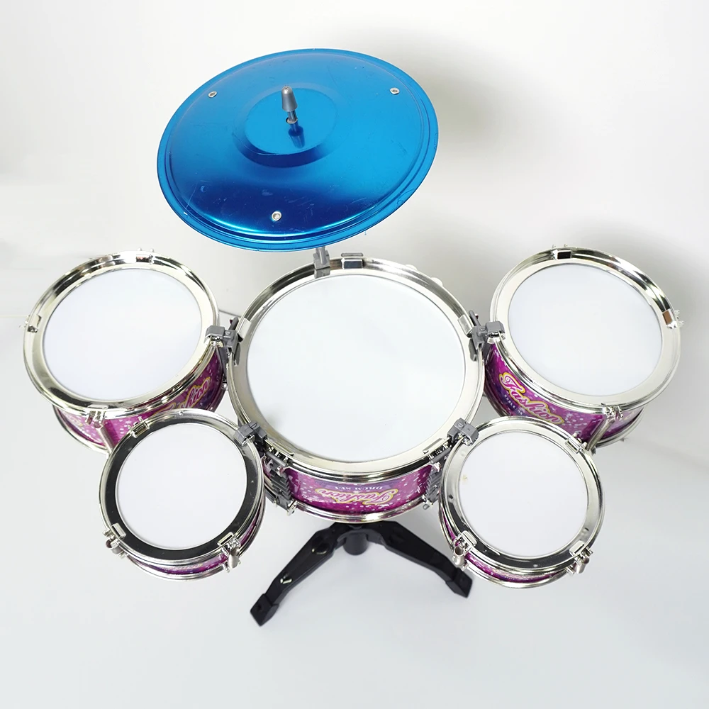 Jazz Drum Set Kids 5 Drums With Small Stool Drum Stick Set Desktop Music Instrument Educational Toy Beginners Baby Gifts