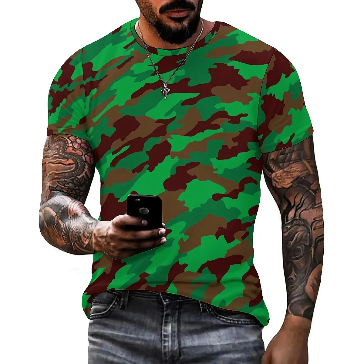 

Hawaiian Style New 3D Iridescent Men's 3D Printed Short-Sleeve T-Shirt - Couple's Matching Outfit
