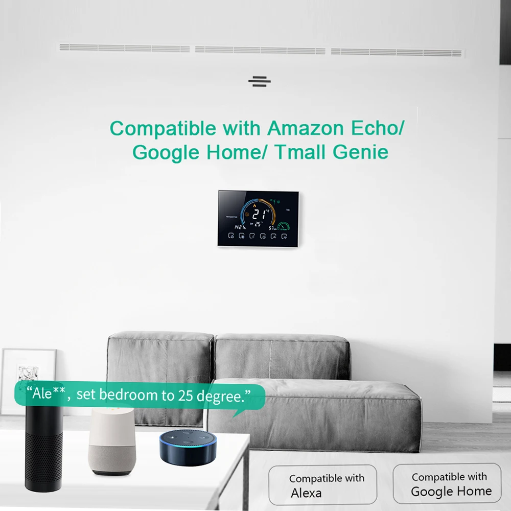 

95-240V Wi-Fi Smart Programmable Thermostat 5+1+1 Six Periods Voice APP Control Backlight LCD Water/ Gas Boiler Heating Thermore
