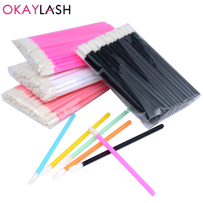 50Pcs Disposable Mini Lip Brush Supplies Spoolies For Lash Extension Lipstick Applicator Gloss  Brush Mackeup Accessories Tools