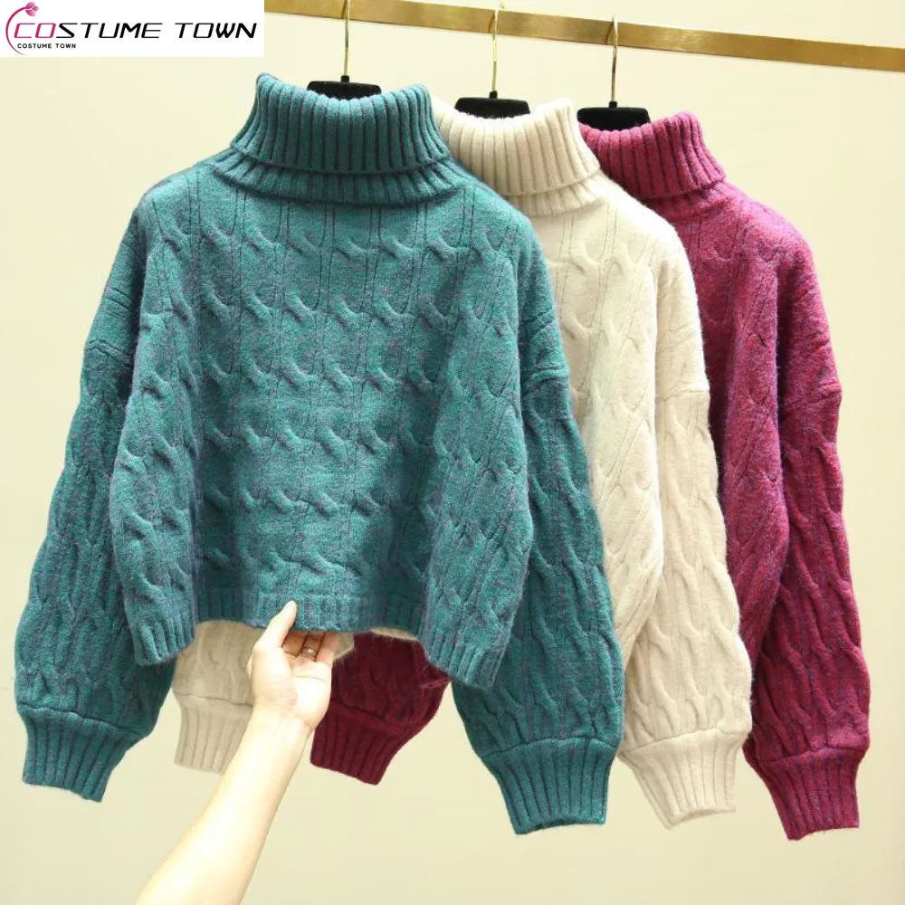 

Korean Version of Autumn and Winter Short Style Thickened High Necked Sweater for Women's Fashionable Casual Knit Top