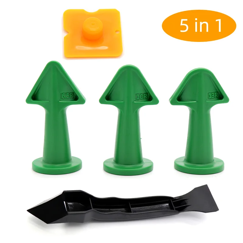

Plastic Silicone Tip Glue Spatula Set of 5 Multi-Angle Scraper Remove Seam Residue Doors, Windows and Corners Household Caulking