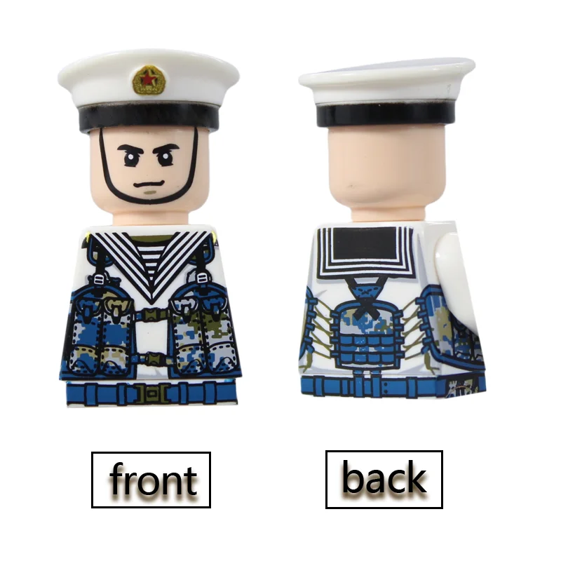 MOC – figurines d'officiers de la marine, soldats militaires, blocs de construction, pilotes de Camouflage, accessoires de navires d'avion, casques, jouets pour enfants