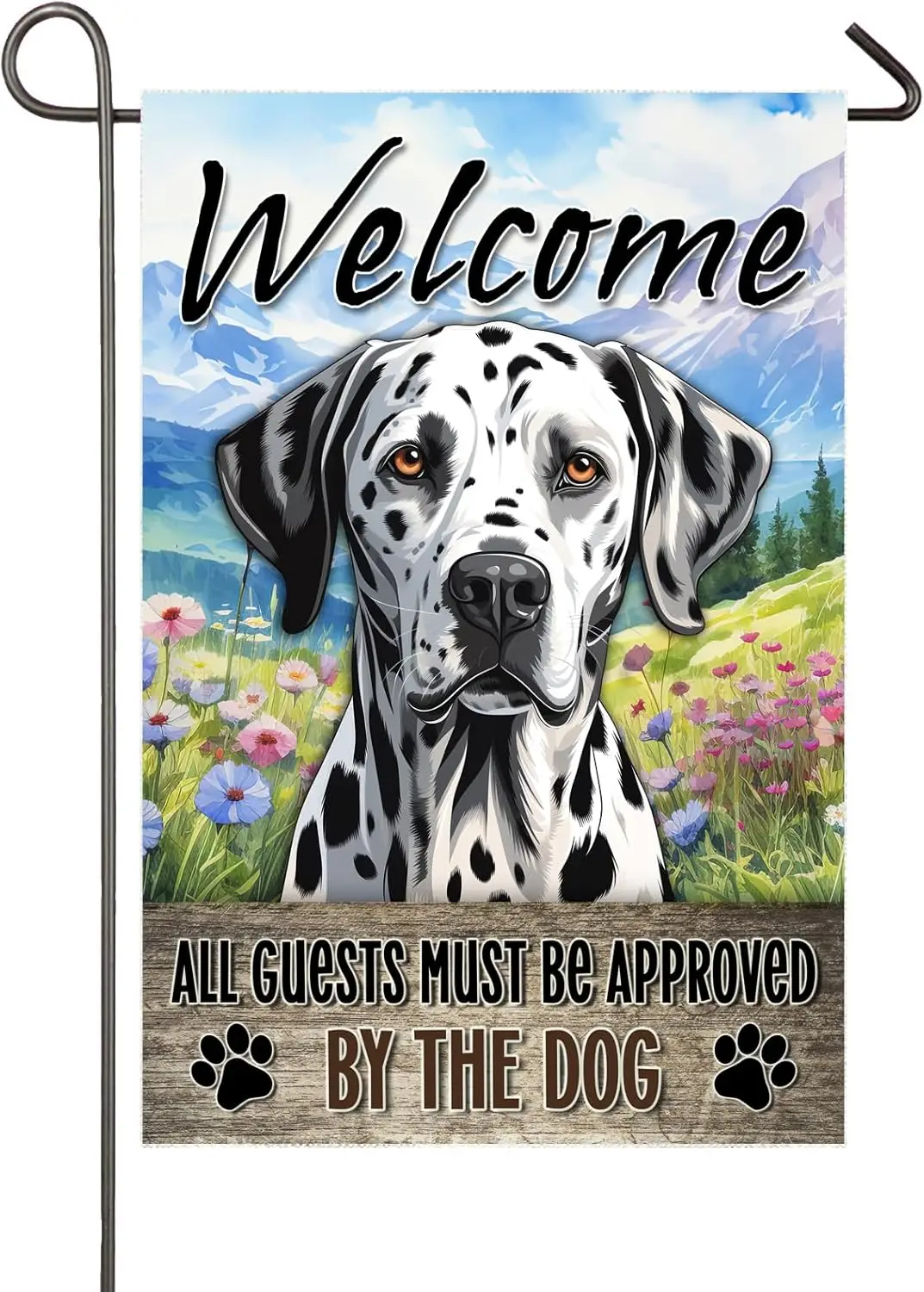 Dalmatian Garden Flag All Visitors Must Be Approved By The Dog Funny Yard Flags for Outside 12x18 Inch Double Sided Front Po zzo
