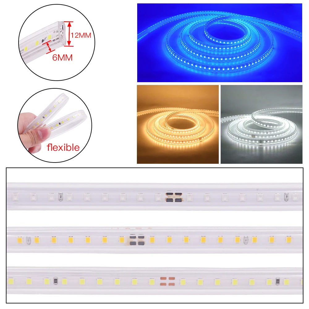 1M-20M Tuya WiFi Dimmable LED Strip Light 110V 220V Waterproof 2835 120LEDs/m Flexible LED Tape Light with 23Key Remote Control