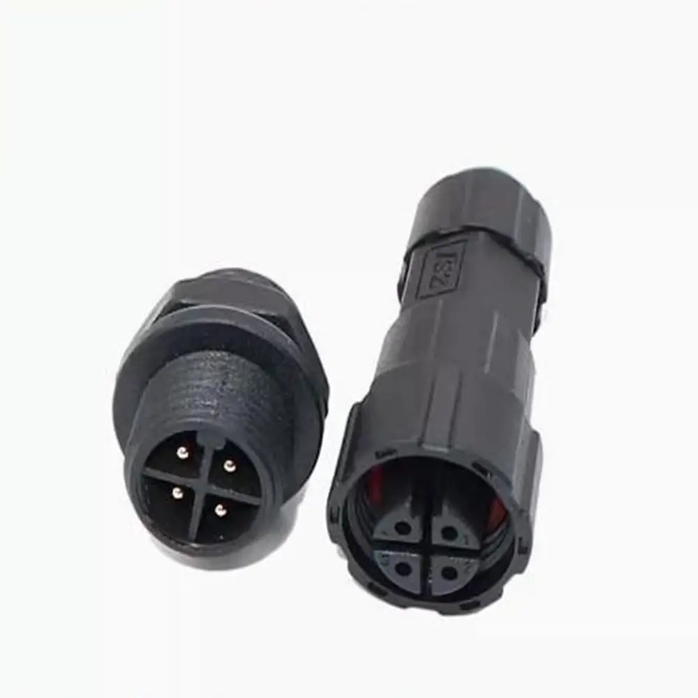 M16 Male-Female Panel-Mount Waterproof Connector for Outdoor Communication, 4 Pin