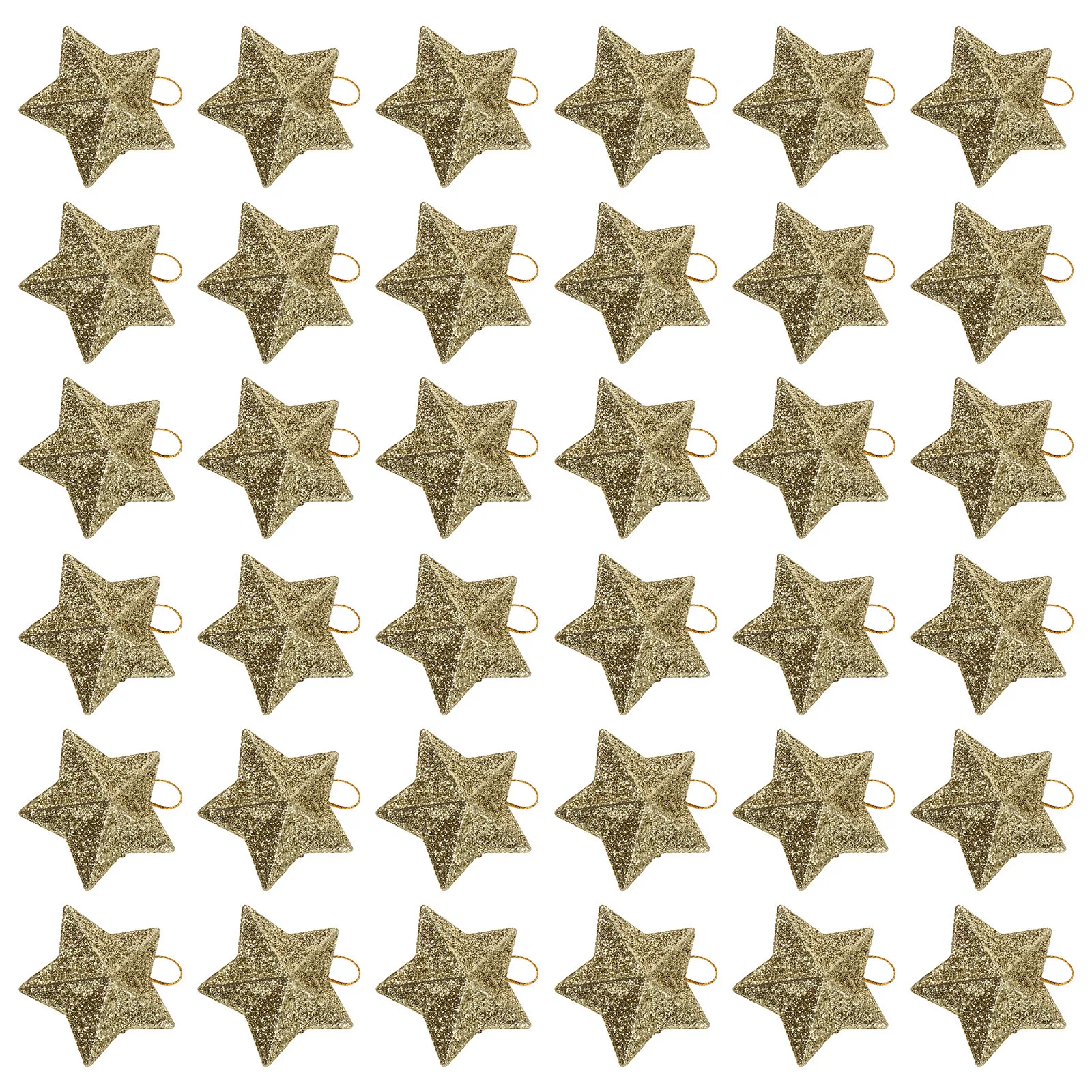 

60Pcs Christmas Star Hanging Ornaments Gold Glitter 3D Five Pointed Stars Xmas Tree Decorations Party Scene Layout Photo Props