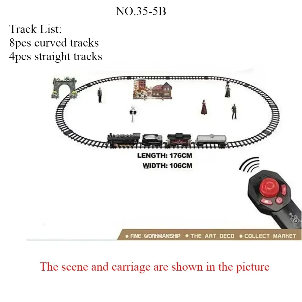 بطارية كلاسيكية تعمل بجهاز التحكم عن بعد، مسار قطار التدخين الكهربائي، قضبان منحنية مستقيمة، لعبة مكعبات البناء مع صوت خفيف