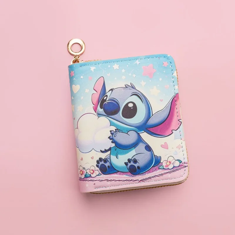 Cartera de dibujos animados Kawaii de Disney para estudiantes, hombres y mujeres, bolsa corta con cremallera, monedero, bolsa de identificación, embalaje de tarjetas, regalo de decoración