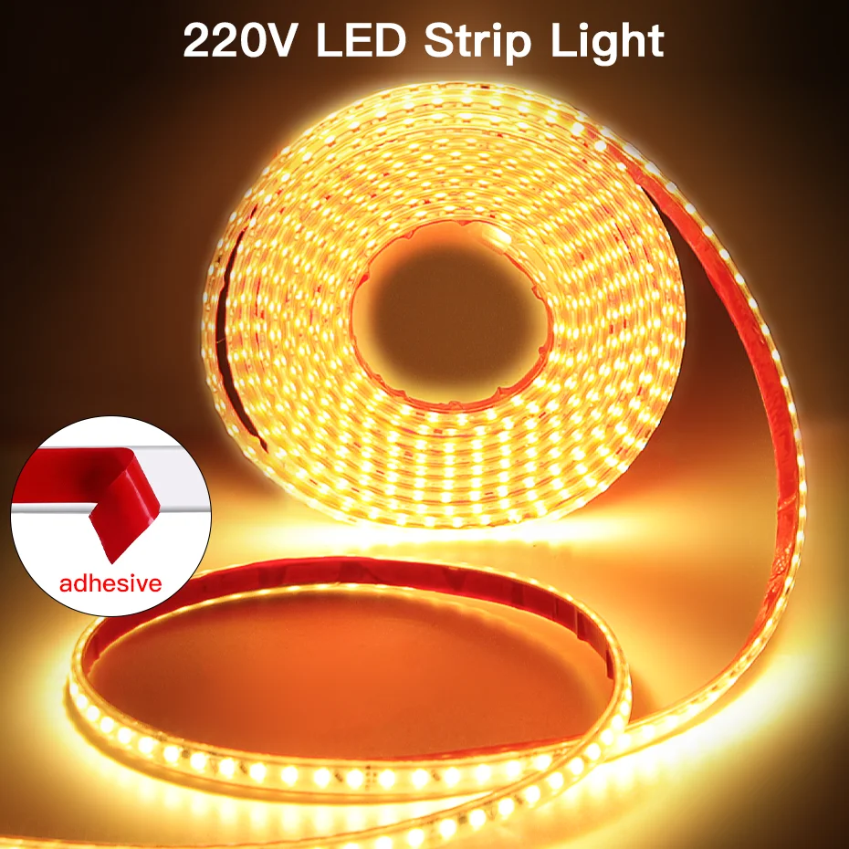

Waterproof 10m 30m 50m 220V Led Strip With Adhesive Tape Cuttable Flexible Led Tape White/Warm White Outdoor Home Lighting