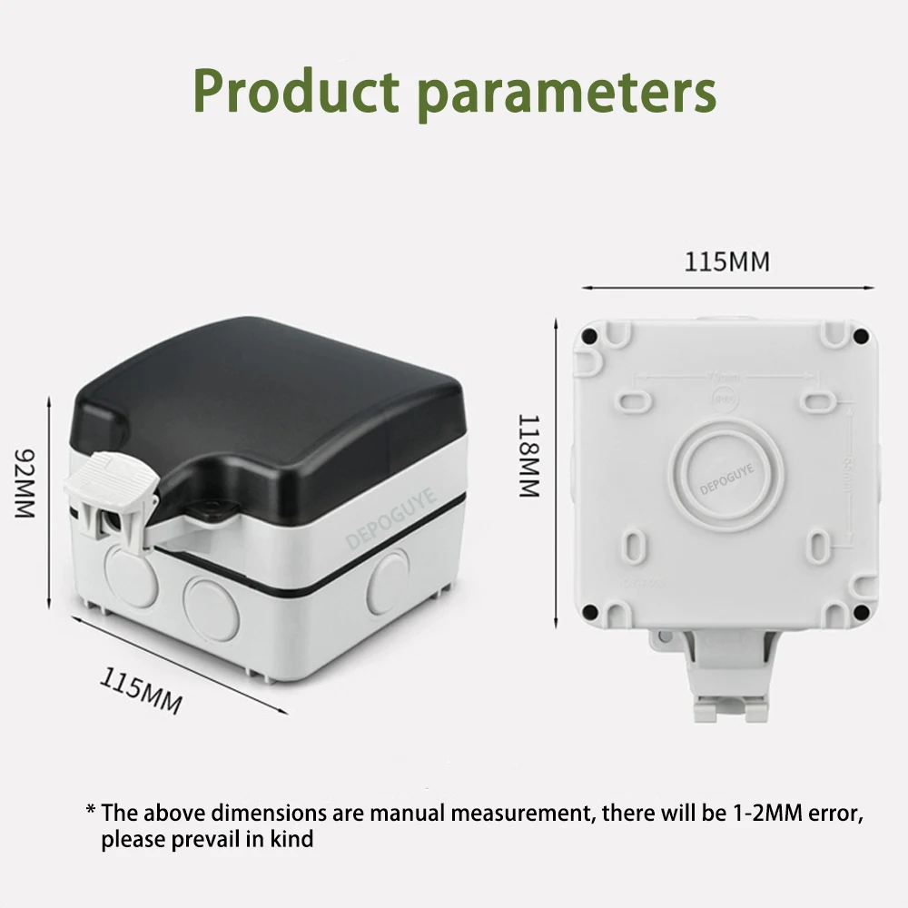 IP66 Waterproof Socket Universal UK Dual USB Outdoor Power Outlet,Kitchen And Bathroom Plug Adapter,Waterproof Rainproof Box
