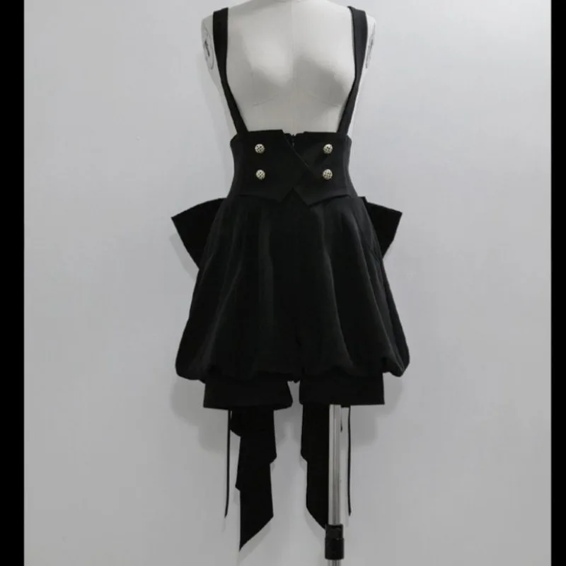 Conjunto de 2 Piezas Estilo Lolita Japonesa Y2K, Subcultura Gótica, Blusa Blanca + Pantalones Cortos Negros para Mujer, Traje Retro Casual Coreano