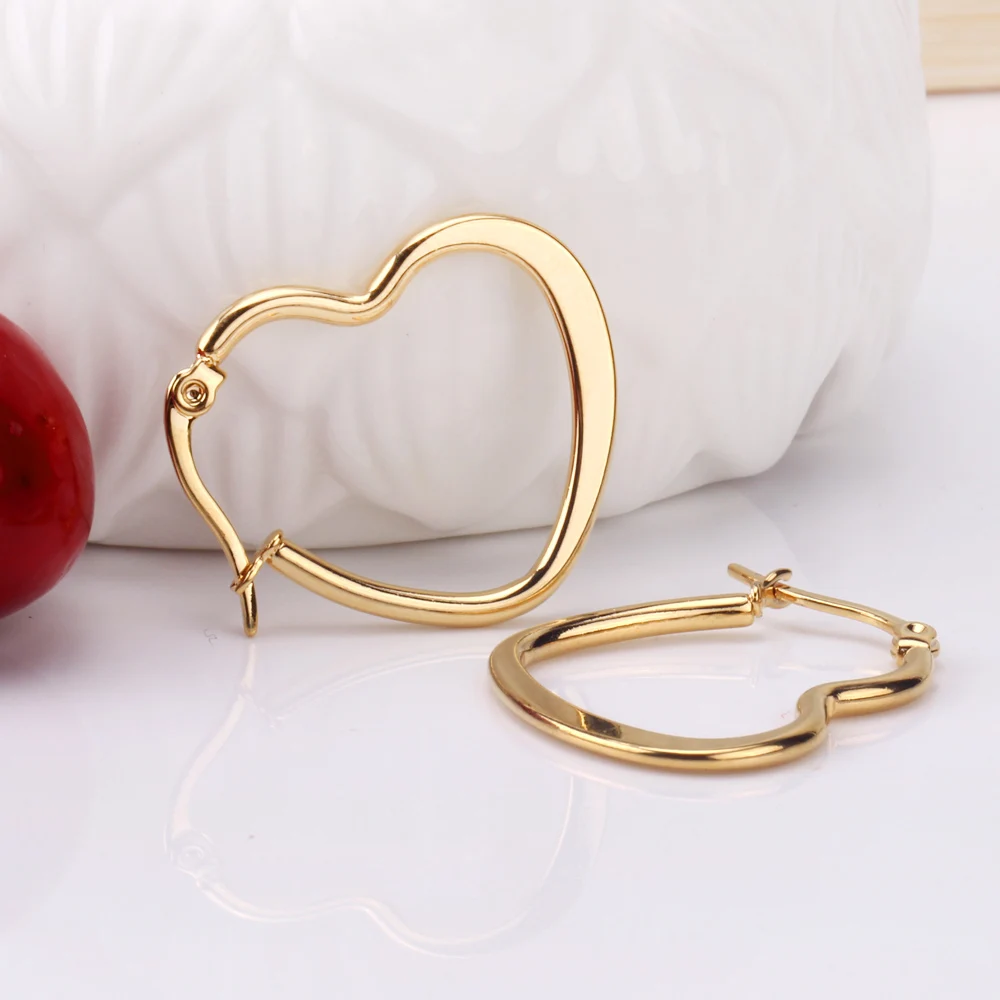 316L Stainless Steel Heart Shape Earrings Sweety Hoop Earring Gold/Silver Color for Women Jewelry Accessories