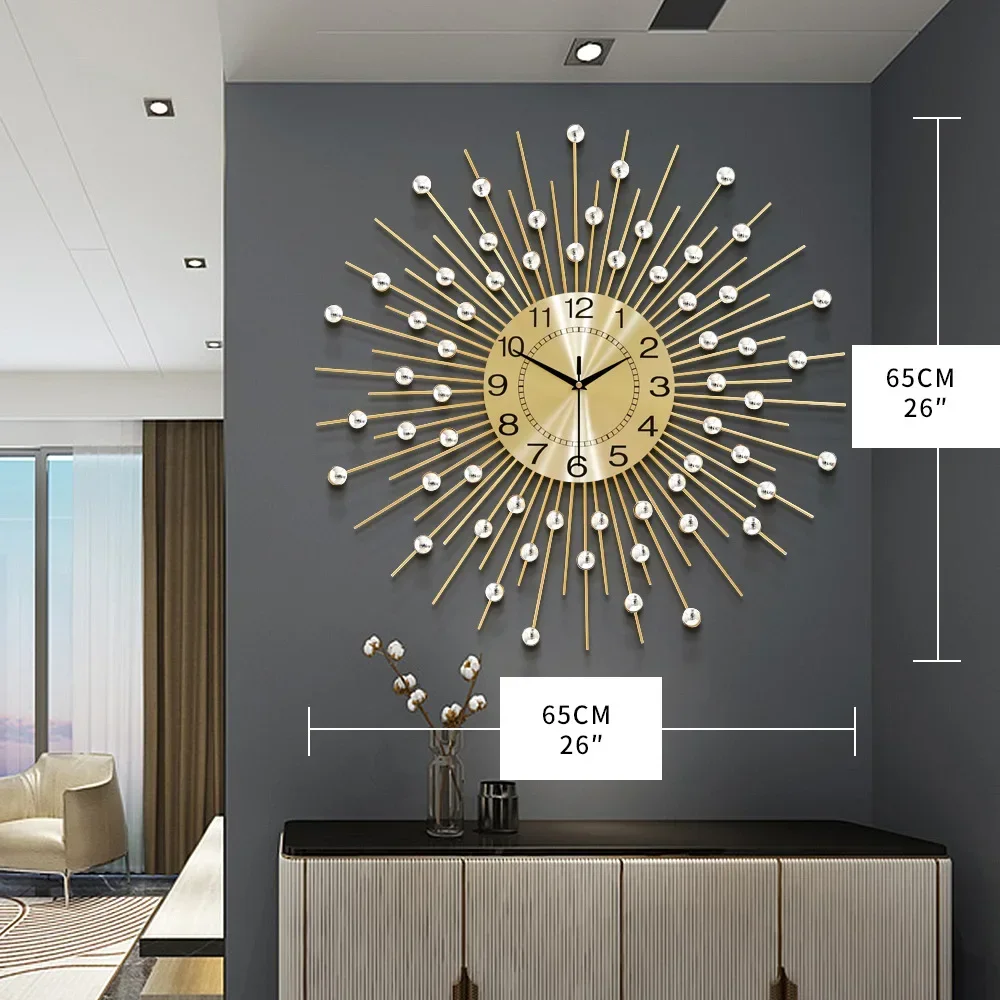 Gold Large Wall Clock Metal Silent Modern Luxury Nordic Clocks Wall Home Decor Gold Wall Watches Living Room Decoration Gift