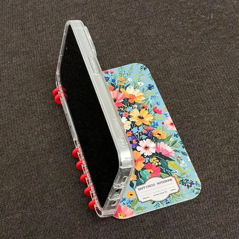 DIY Custom Flower Patterns Flip Stand Book Case Cover Notebook TPU Clear Flip Case for iPhone 17 17Air 17promax 17pro 16 15 12 - view 4