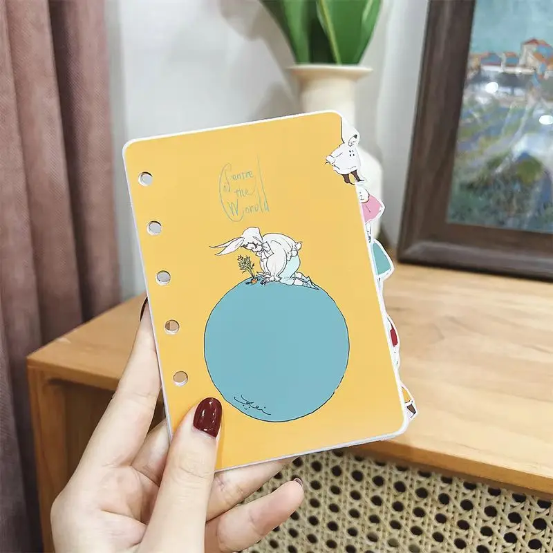 

A5/A6/A7/M5 6-Holes Index Dividers Retro Yellow Notebook Loose-Leaf Manual Bookmark For Girls' Diary Supplies School Accessories