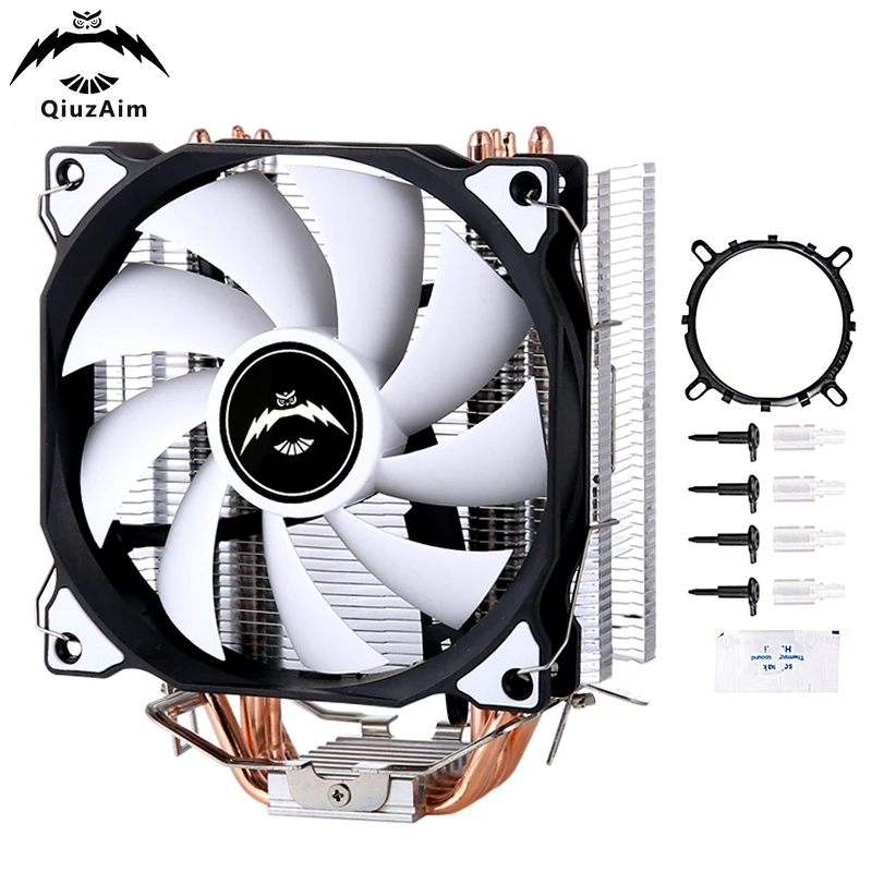 

QiuzAim pc CPU Processor Cooler 120mm Fan Air-cooling 4 Heat Pipe PWM Installing LGA775 115X 1200 1700 1356 1366 AMD am3 am4 am5