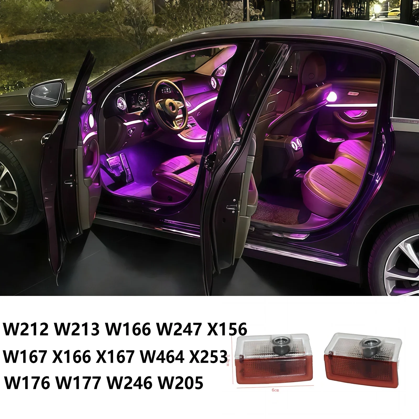2x For Mercedes Benz E GLC A GLB E GLB GLA GLE C Class Led Car Door Projector Light X166 W177 W205 W212 W213 X253 X156 W166 X247
