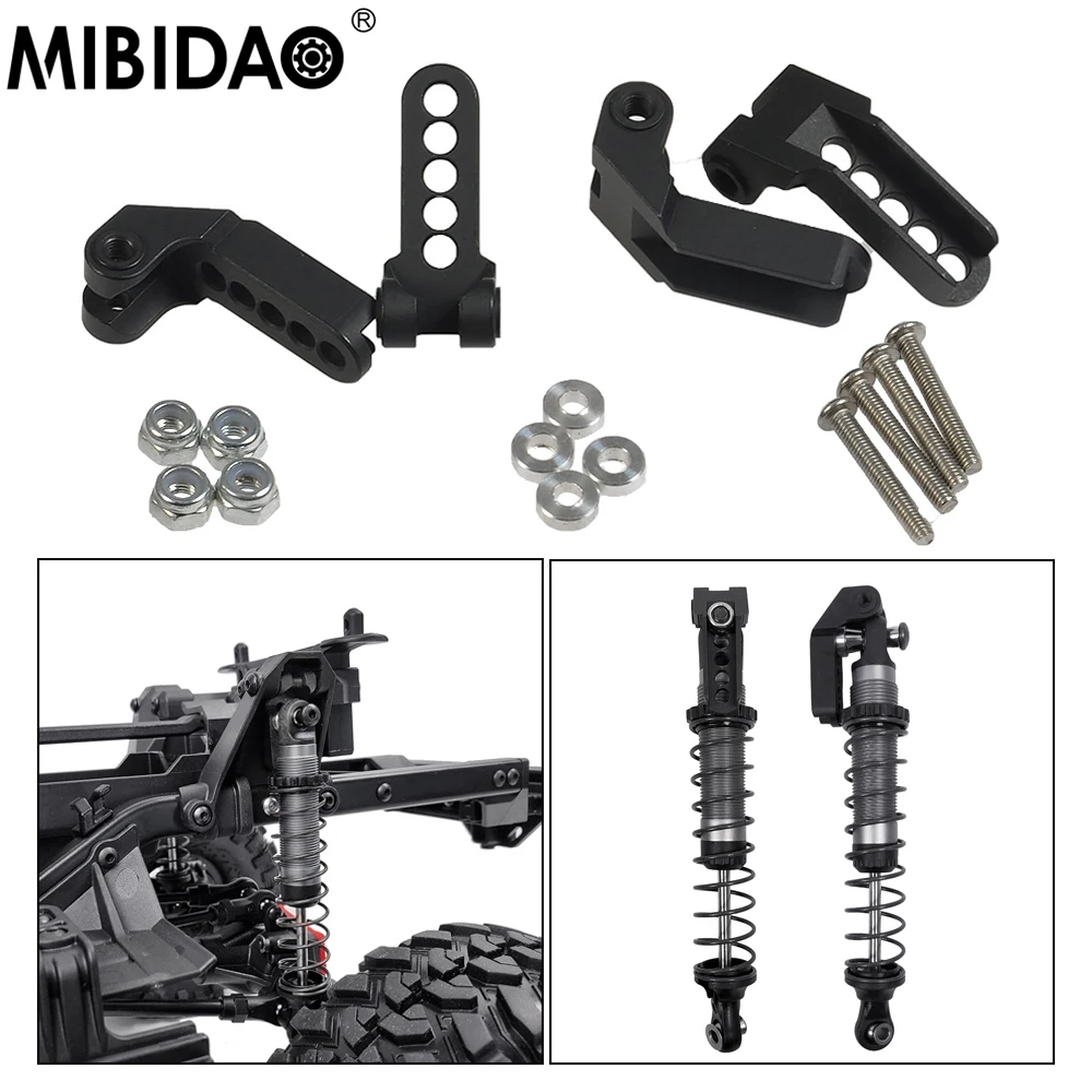 MIBIDAO 4Pcs Aluminum Shock Mount Front & Rear Adjustable Damper Tower For 1/10 TRX-4 TRX4 RC Crawler Car Upgrade Parts