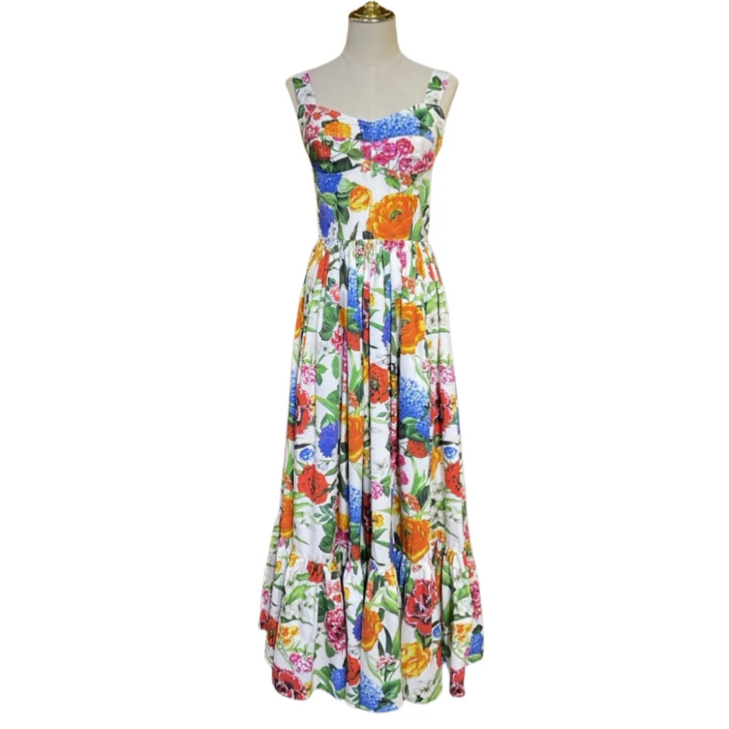 

Designer Inspired Women Floral Print Long Maxi Corset Dress for Summer 2025 - High Quality Luxury Boho Beach Vavation Party