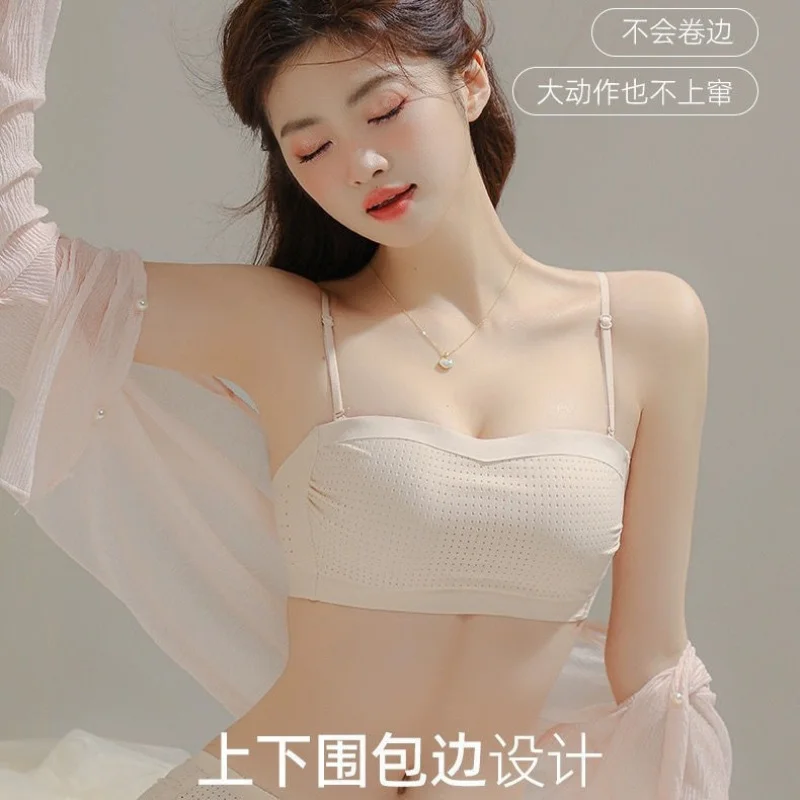 New style strapless strapless invisible beautiful back wrapping breast girl underwear anti-exposure base with chest pad vest