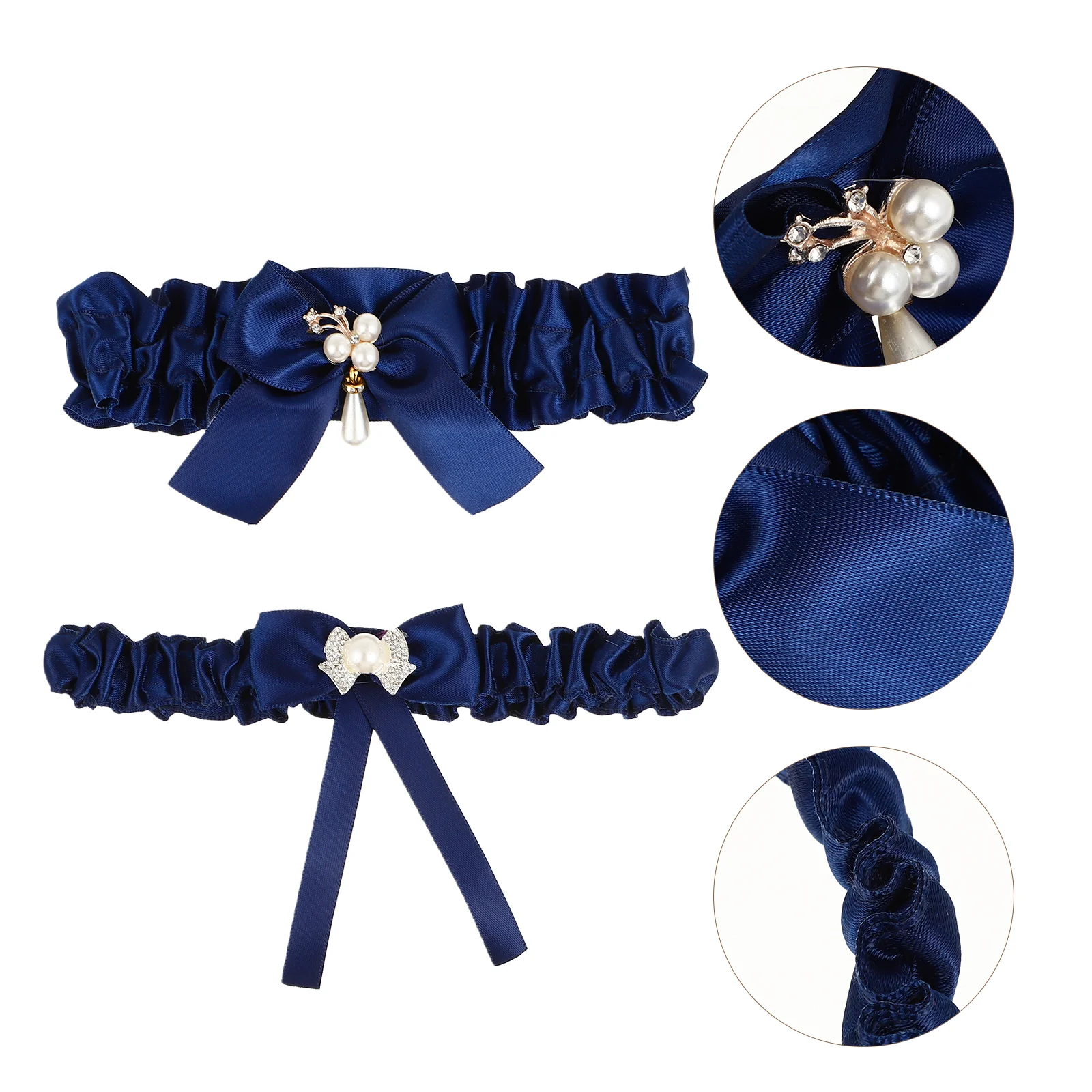 

2 Pcs Blue Leg Ring Wedding Garters for Bride Day Flower White Dress