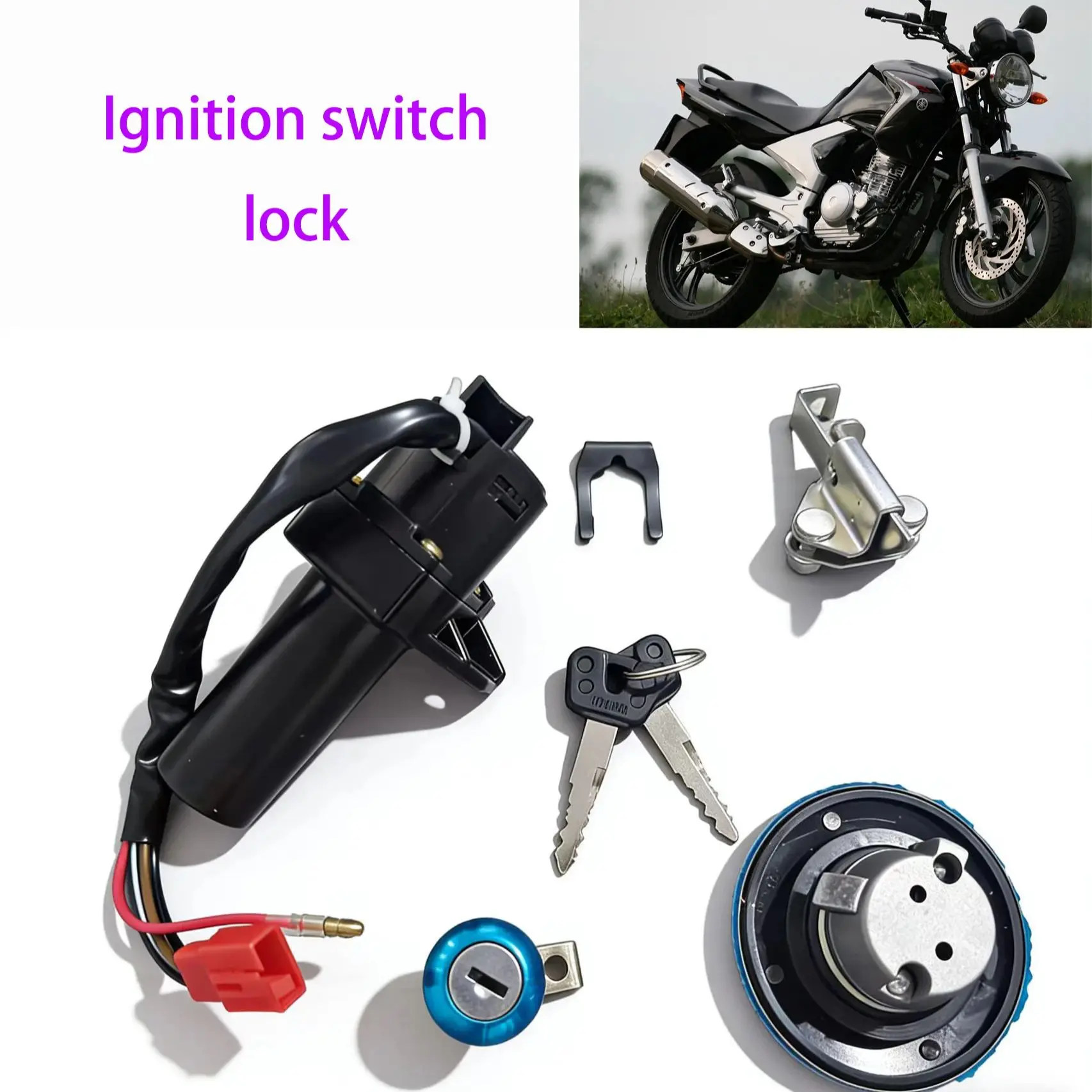 Ignition Switch Lock Key Ignition Start Fuel Tank Cap Lock Suitable for Yha Ybr250 Ys250 Fazer250 Xtz250 Fz250