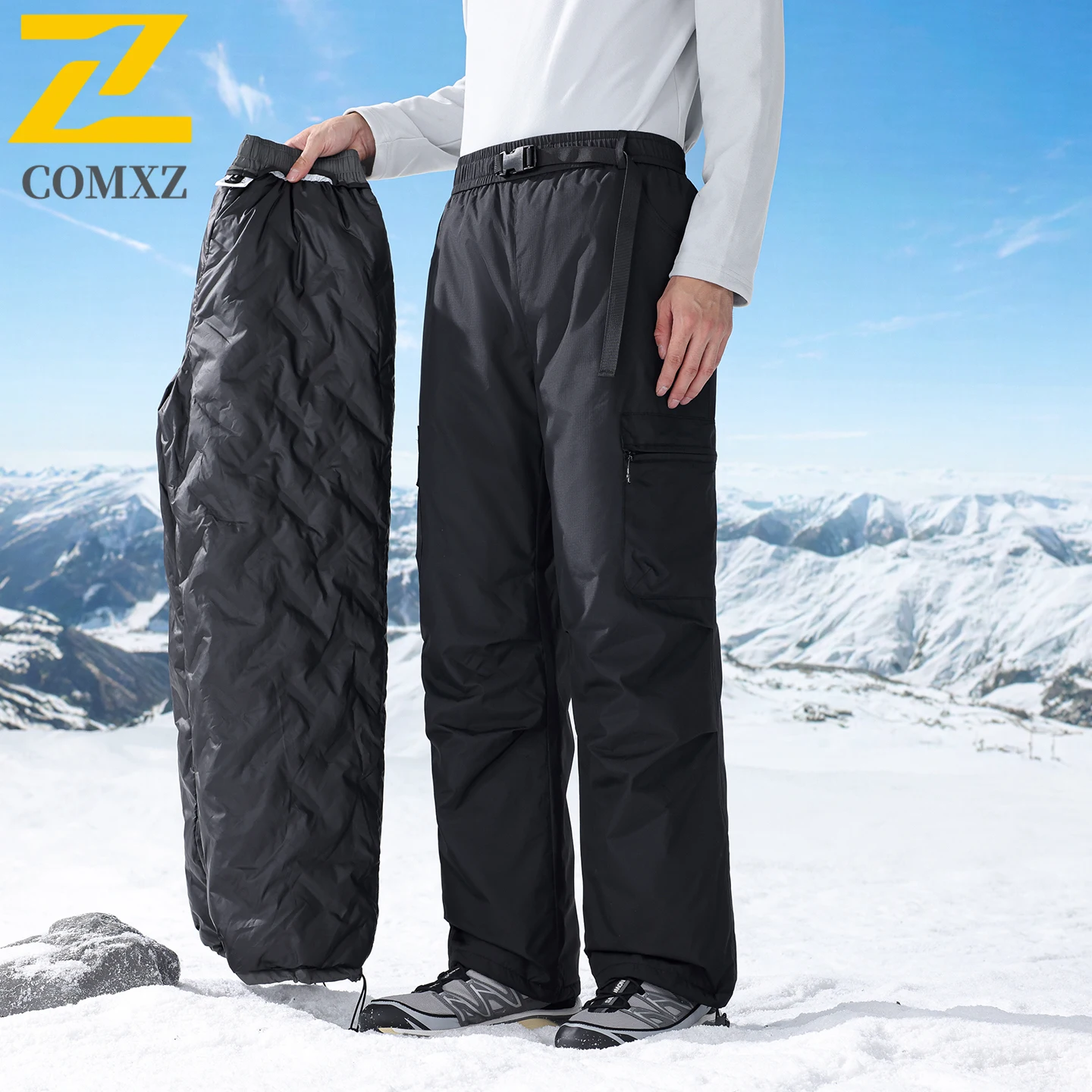 

COMXZ 2025 New 90 White Duck Down Pants Waterproof Windproof Multi Pocket Thermal Winter Work Pants Outdoor Insulated Trousers