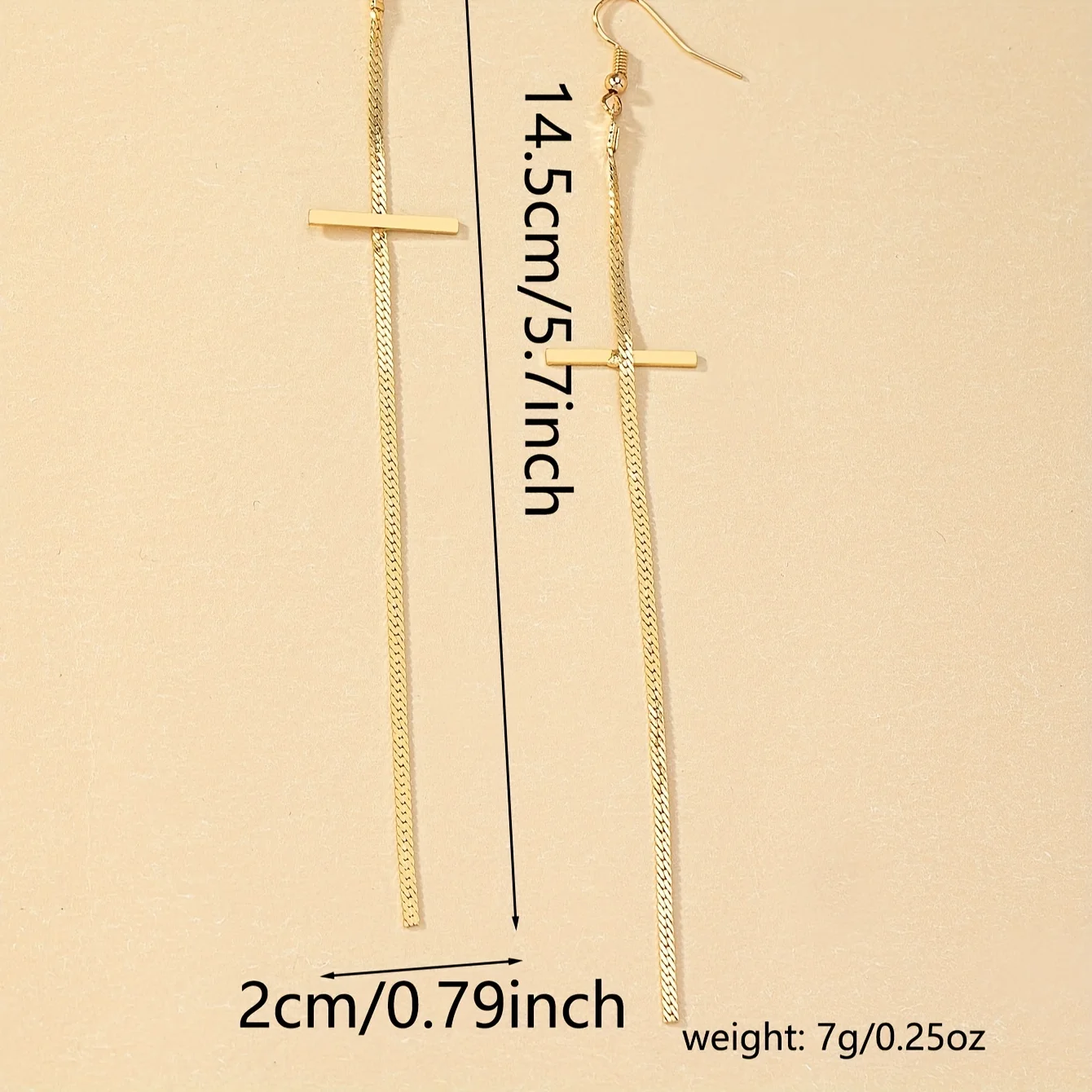 1 Pair of Simple Elegant and Versatile Retro Fashion Cross Long Earrings