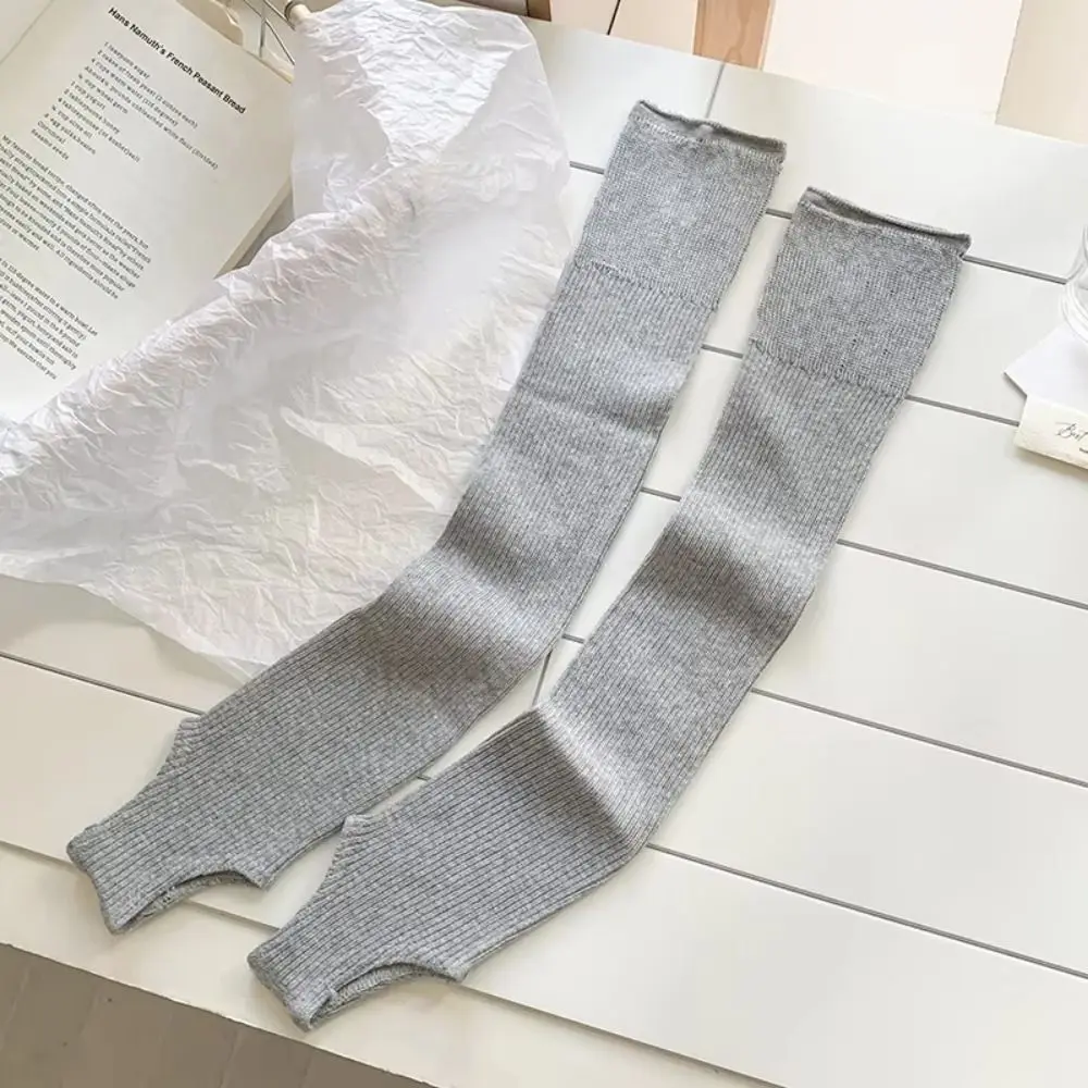 Y2k Solid Color Women's Leg Warmers Vertical Striped Ultra-Thin Mid-calf Tube Socks Stretchy Cotton Long Sock Covers Daily Wear