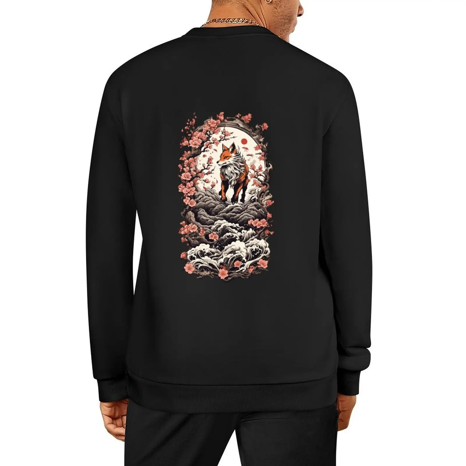 

Fox Spirit Kitsune Aesthetic Yokai Vintage Japan Pullover men's sweat-shirt set men's clothes sweatshirts