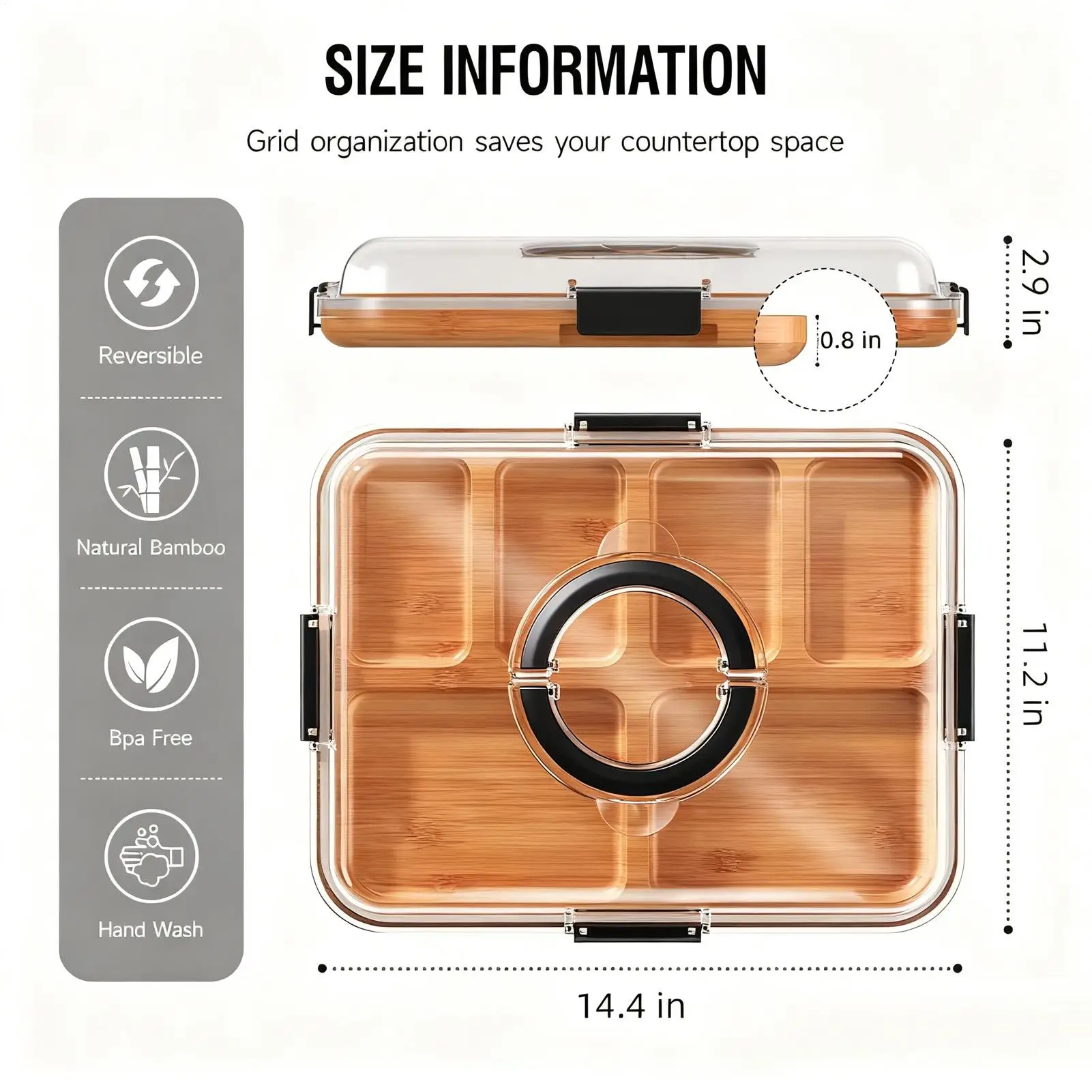 

Сервировочный поднос, контейнер с 6 отделениями, портативный поднос для закусок для фруктов, конфет, сыров, овощей, вечеринки, пикника, дома