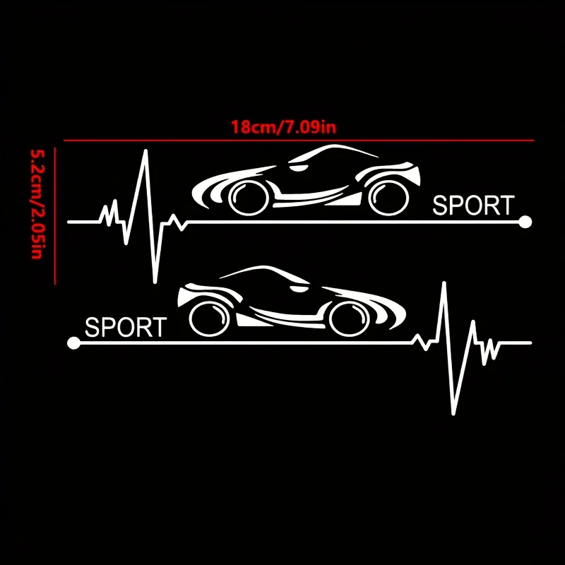 قطعتان من ملصق نبضات القلب للسيارة الرياضية الرائعة - فيبي ديناميكي لسيارة الدراجة النارية الخارجية