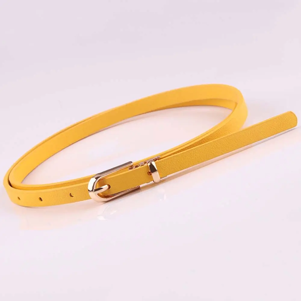 

Simple Elegant Female Candy Color Fashion Thin Waistband Dress Strap Pu Leather Belt Waist Belts