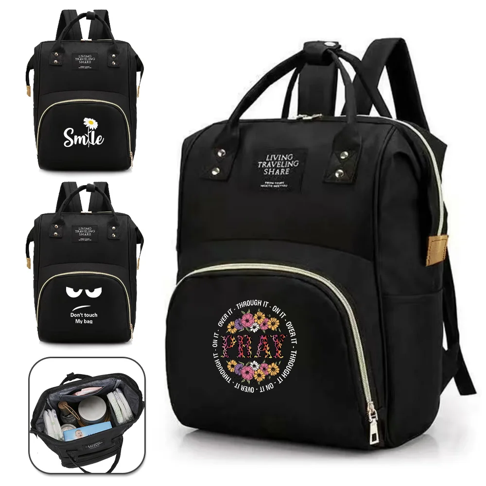 

Maternity Bag Waterproof Lightweight Large Capacity Outdoor Travel Mommy Bags Text Printing Series Stuff Storage Backpack
