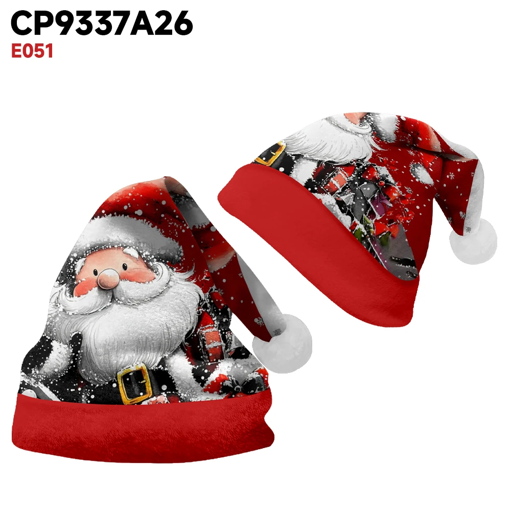 Fashionable winter Christmas hat, red cute Santa Claus print party, daily warm and comfortable