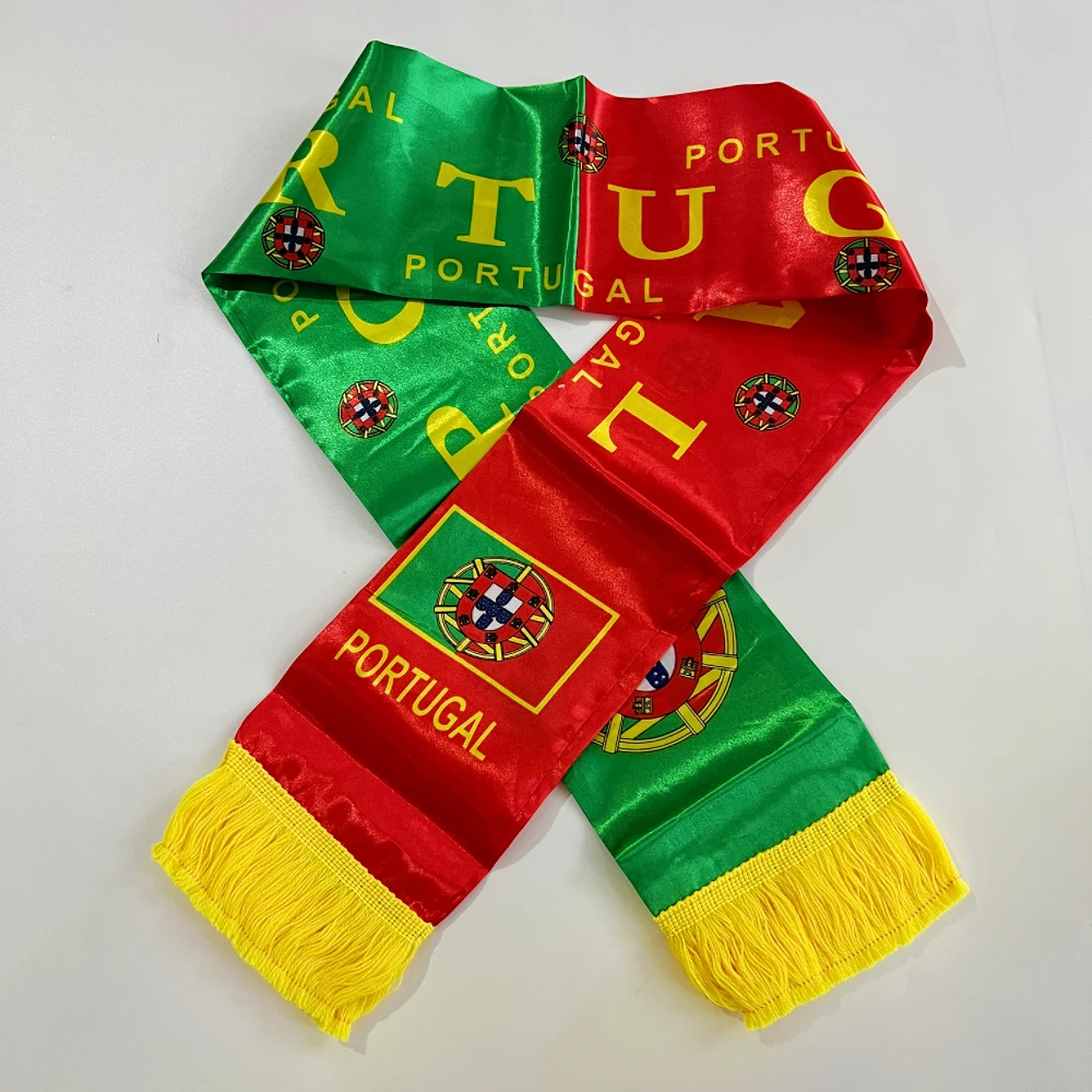 Portugal flag scarf14x130cm double-sided printed polyester polyester fabric football fans Portugal scarf flag banner