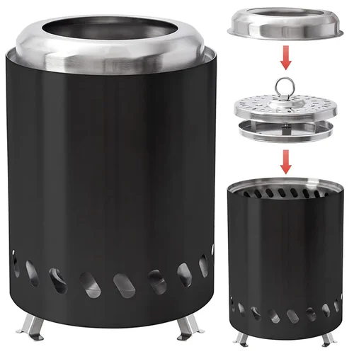 Fuego de mesa sin humo para interiores y exteriores, miniestufa portátil para quemar leña o pellets, hoguera portátil combinada